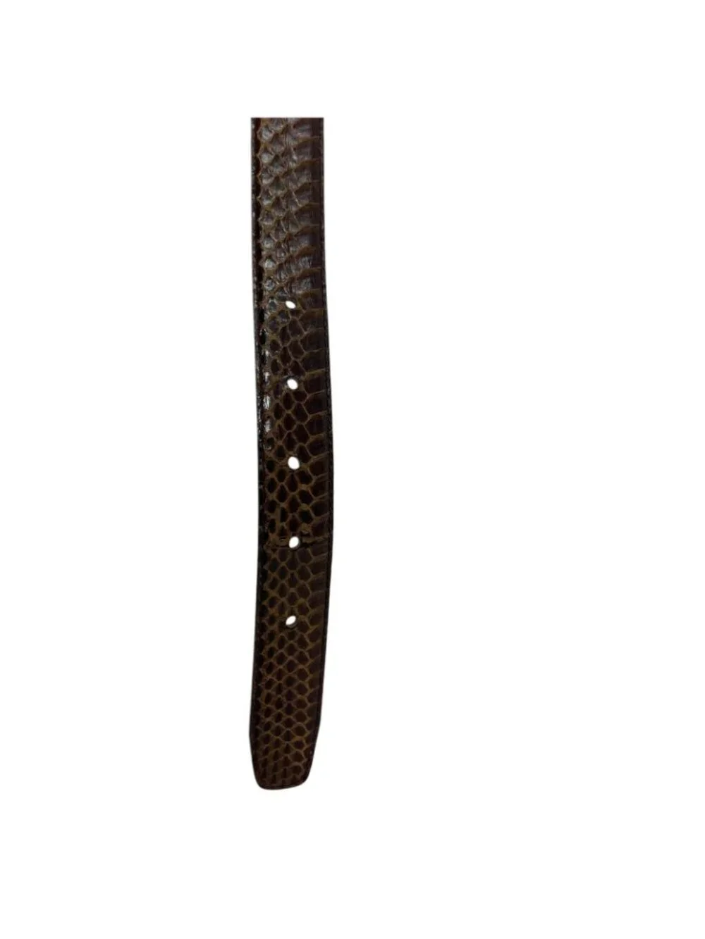 Jana Genuine Snakeskin Belt Womens L Brown Vintage Leather Brass Tone Buckle